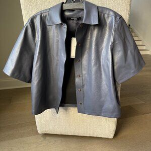 MAYSON THE LABEL BOXY VEGAN LEATHER SHIRT